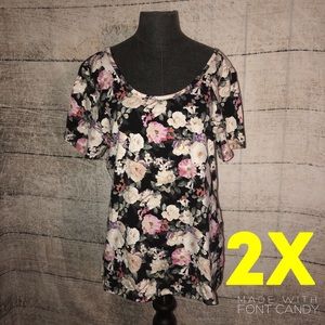 Forever21+ Floral Print Short Sleeve Top